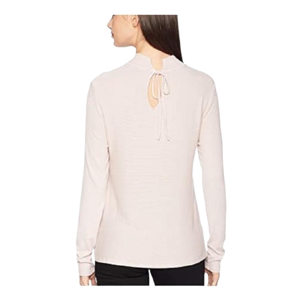 M. Stars Wht 2x1 Rib LS Mock Neck Swing Blouse - Picture 3 of 14